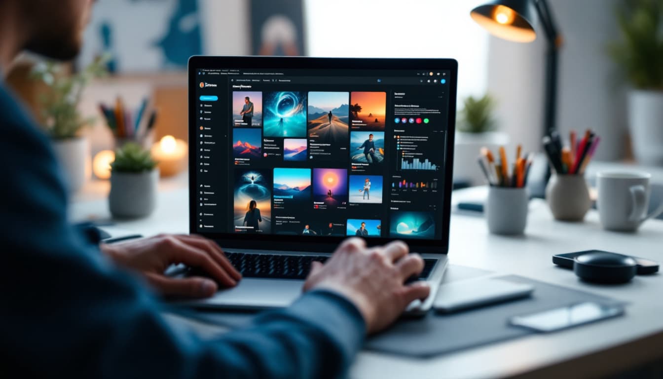A photograph of a modern workspace featuring a laptop displaying a headless wordpress dashboard